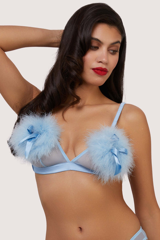 Lulu Baby Blue Diamante Marabou Triangle