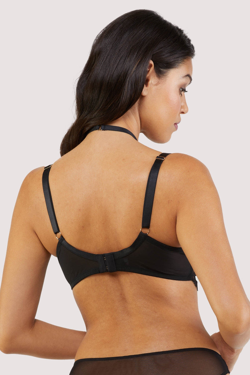Fairfield Black Fishnet And Lace Plunge Bra