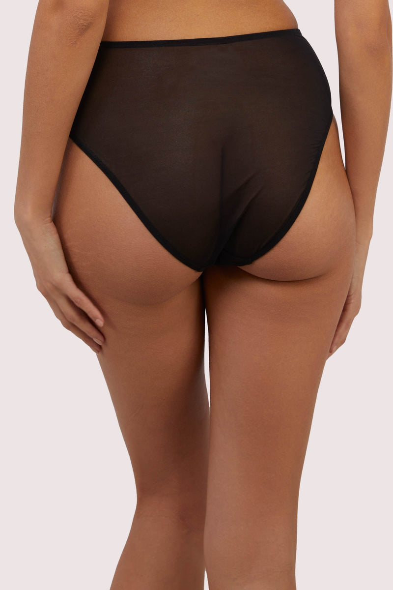 Etta Black Elastic and Mesh High Waist Brief