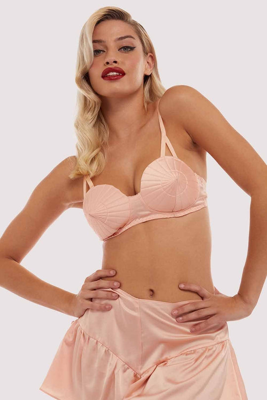 Retro Futuristic Bullet Bra Peach