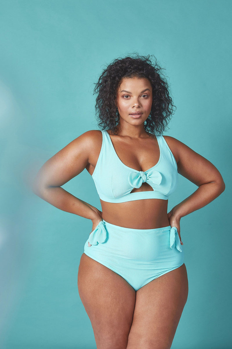 Wolf & Whistle Bunny tie high waist brief mint Curve