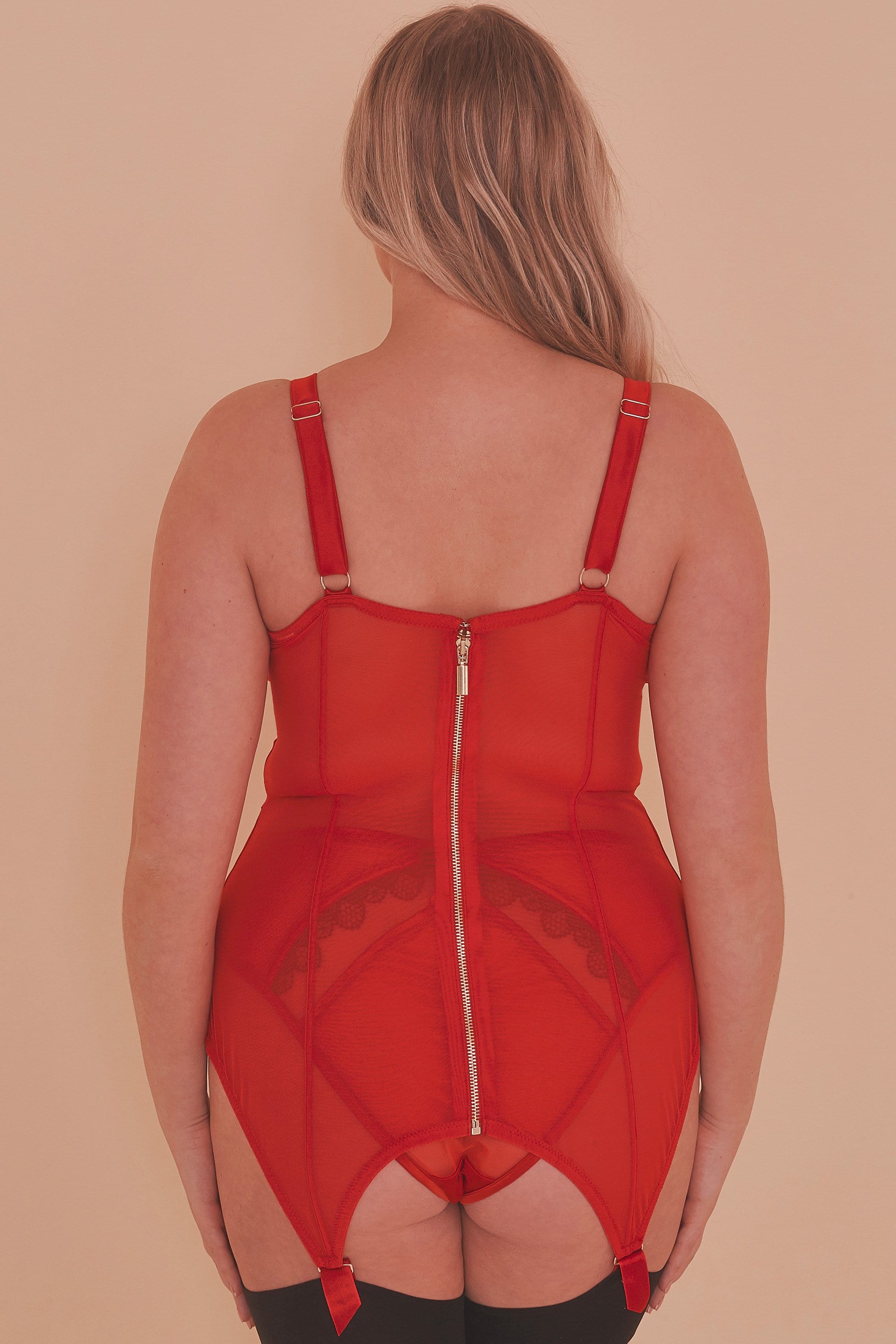 Felicity Hayward Clarice Retro Girdle Dress Red Curve