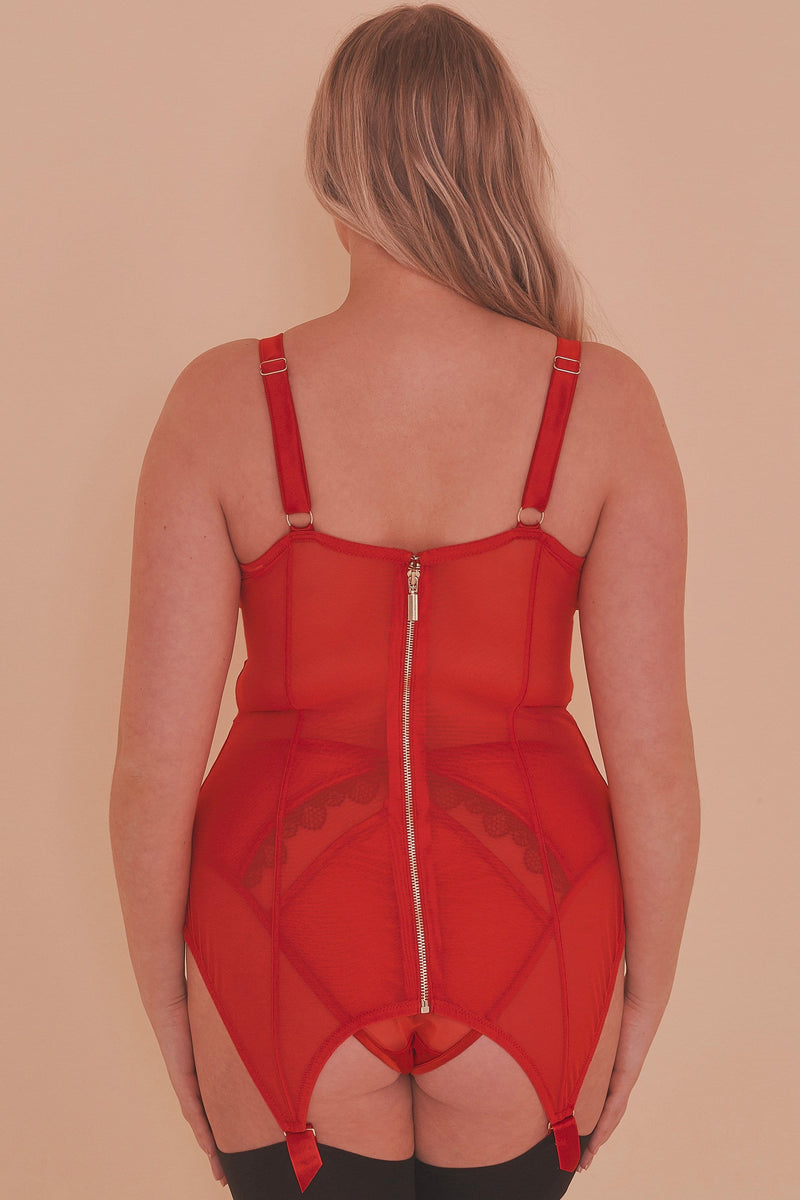Felicity Hayward Clarice Retro Girdle Dress Red Curve