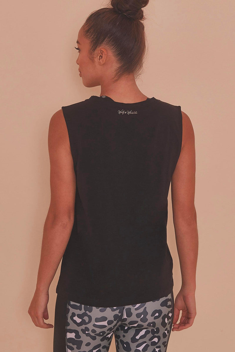 Cotton Knot Front Vest Black