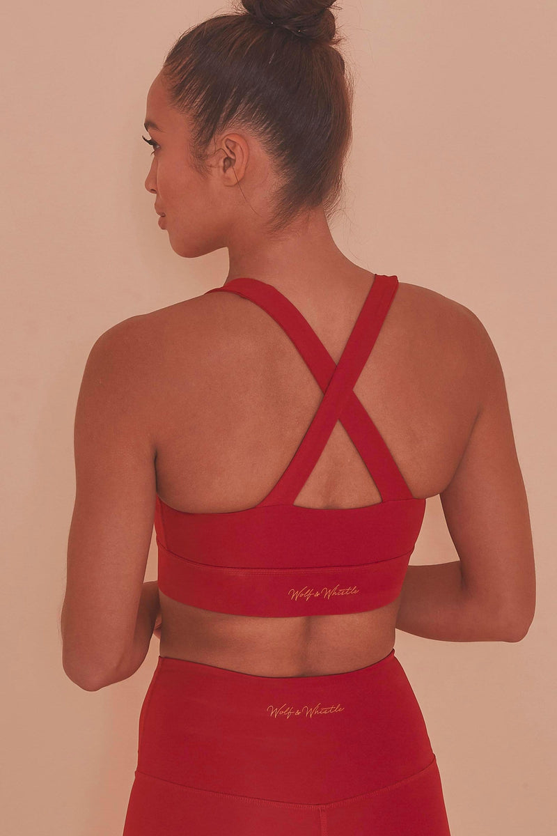 Cross Back Bra Red