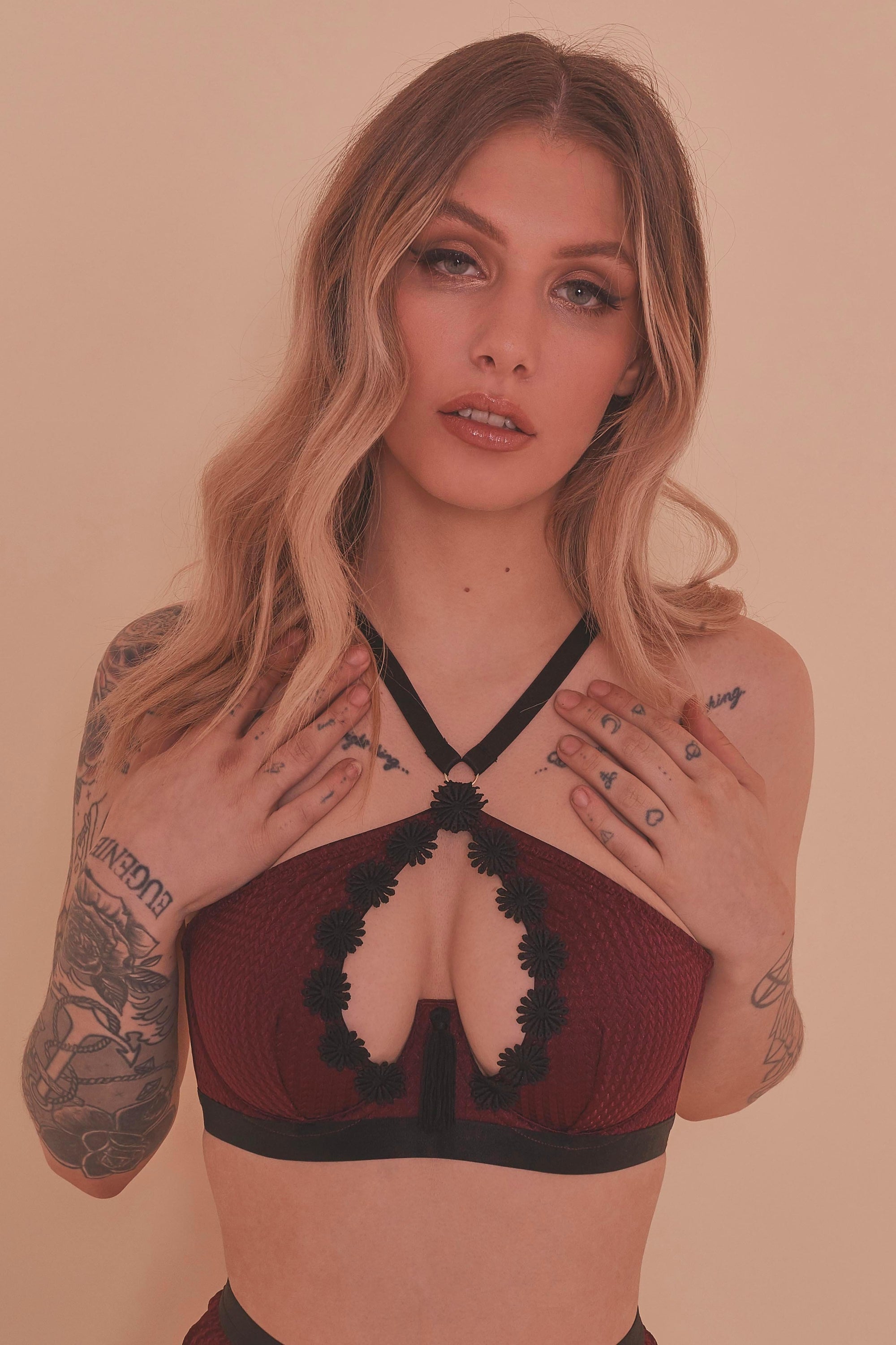 Regalia Hallie Wine & Black Lace Bra