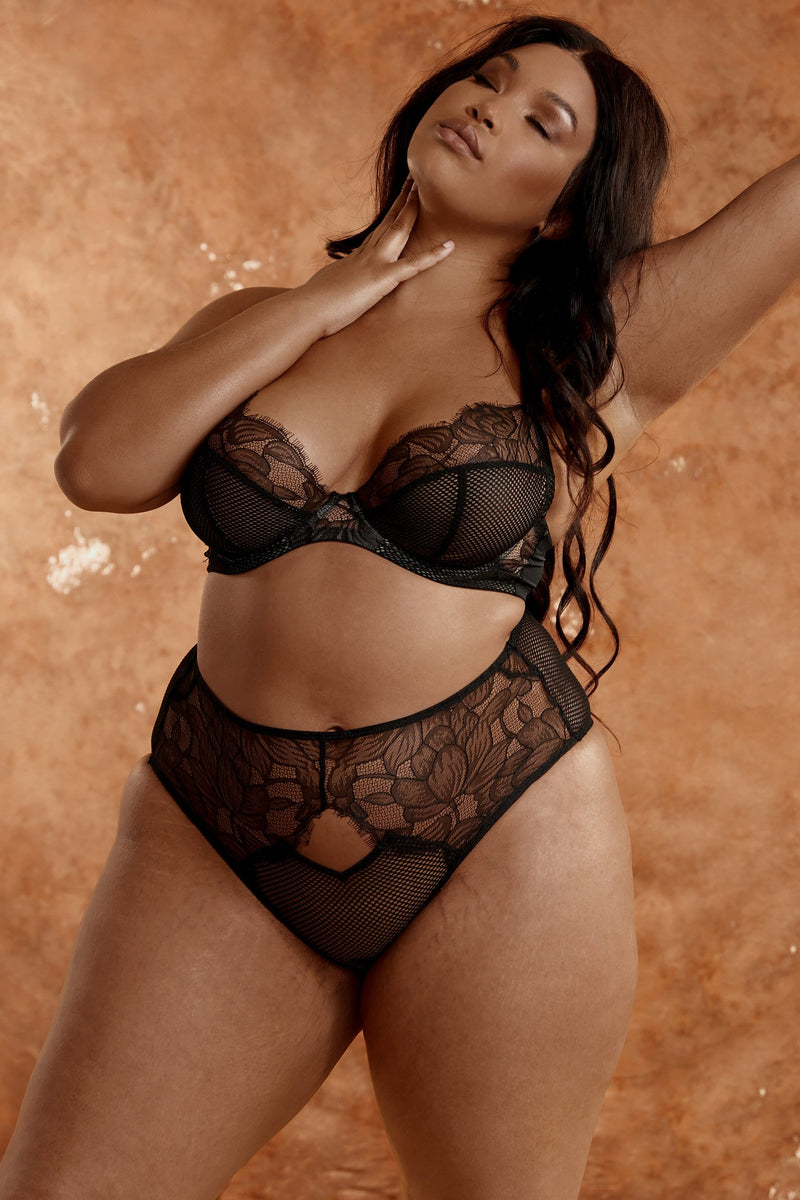 Khloe Black Floral Highwaist Brief