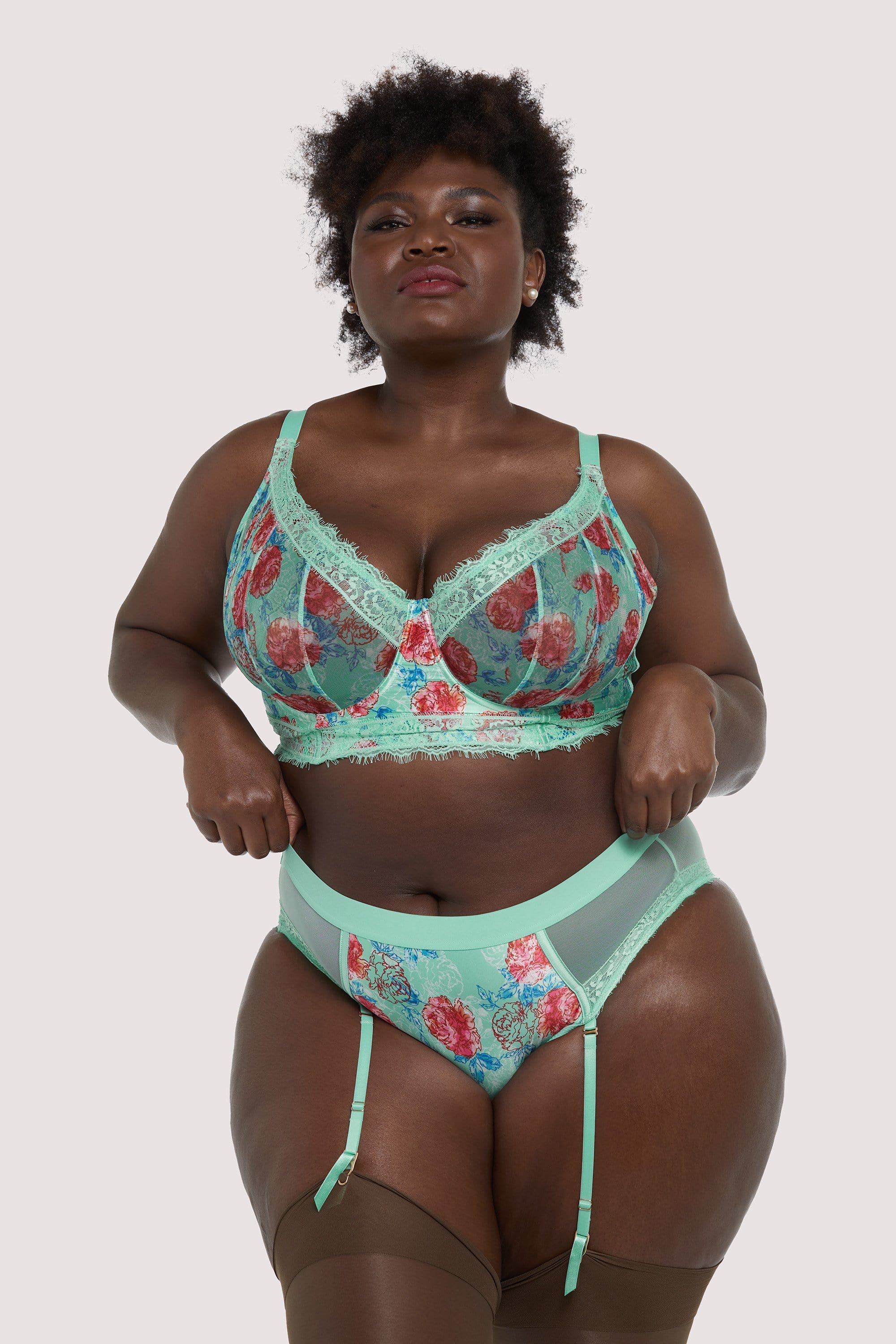 Felicity Hayward Sabey Mint Floral High Waist Curve Brief