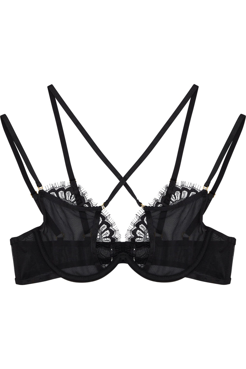 Peek & Beau Polly Black lace cross over bra A - E
