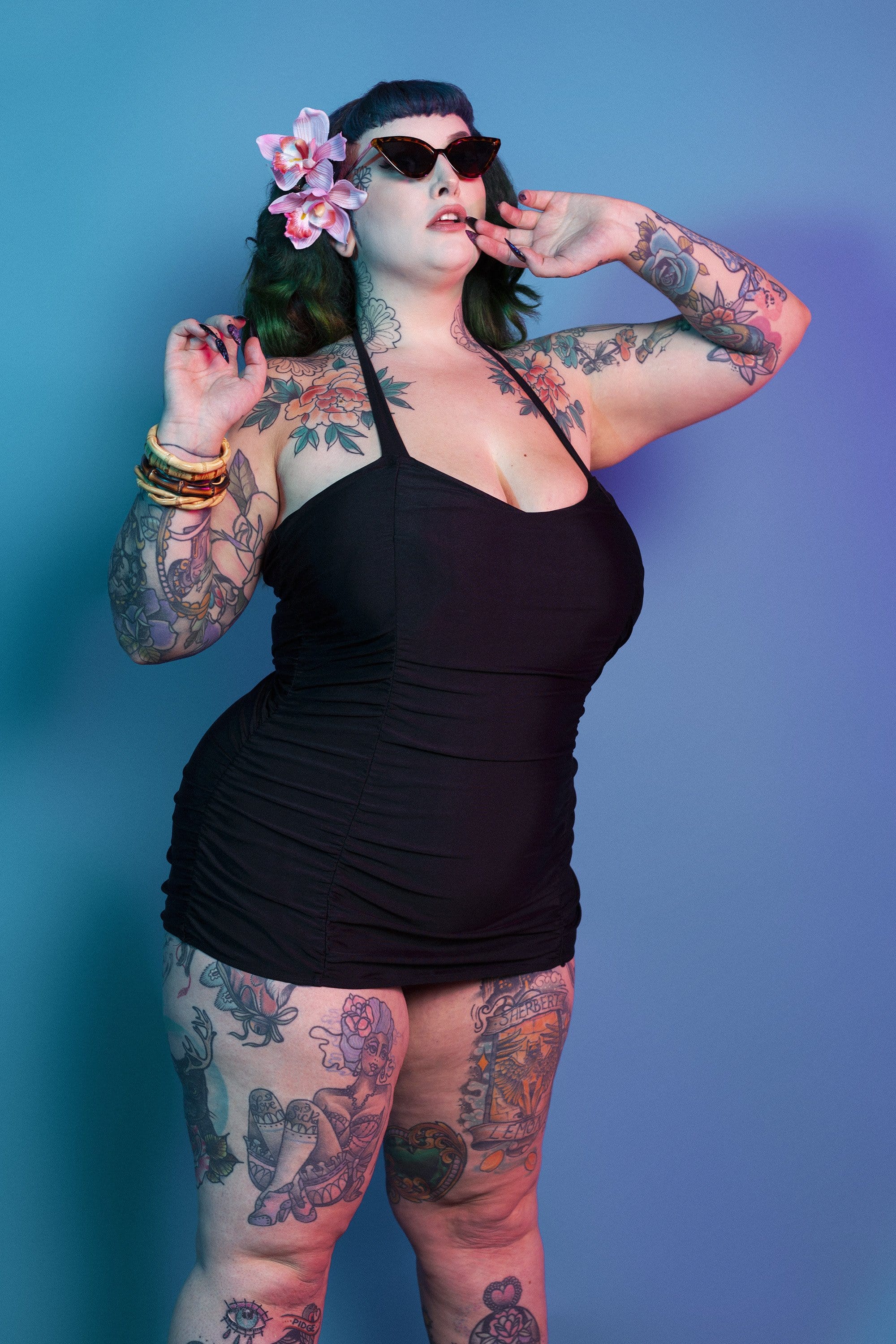 Collectif High Shine Ruched Skirted Swimsuit