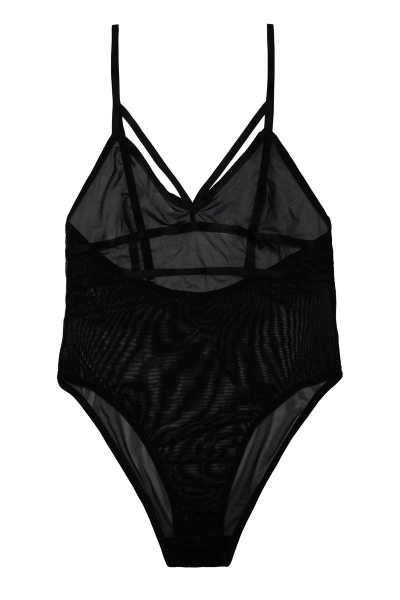 Arielle Mesh Black Body with Strap Detail