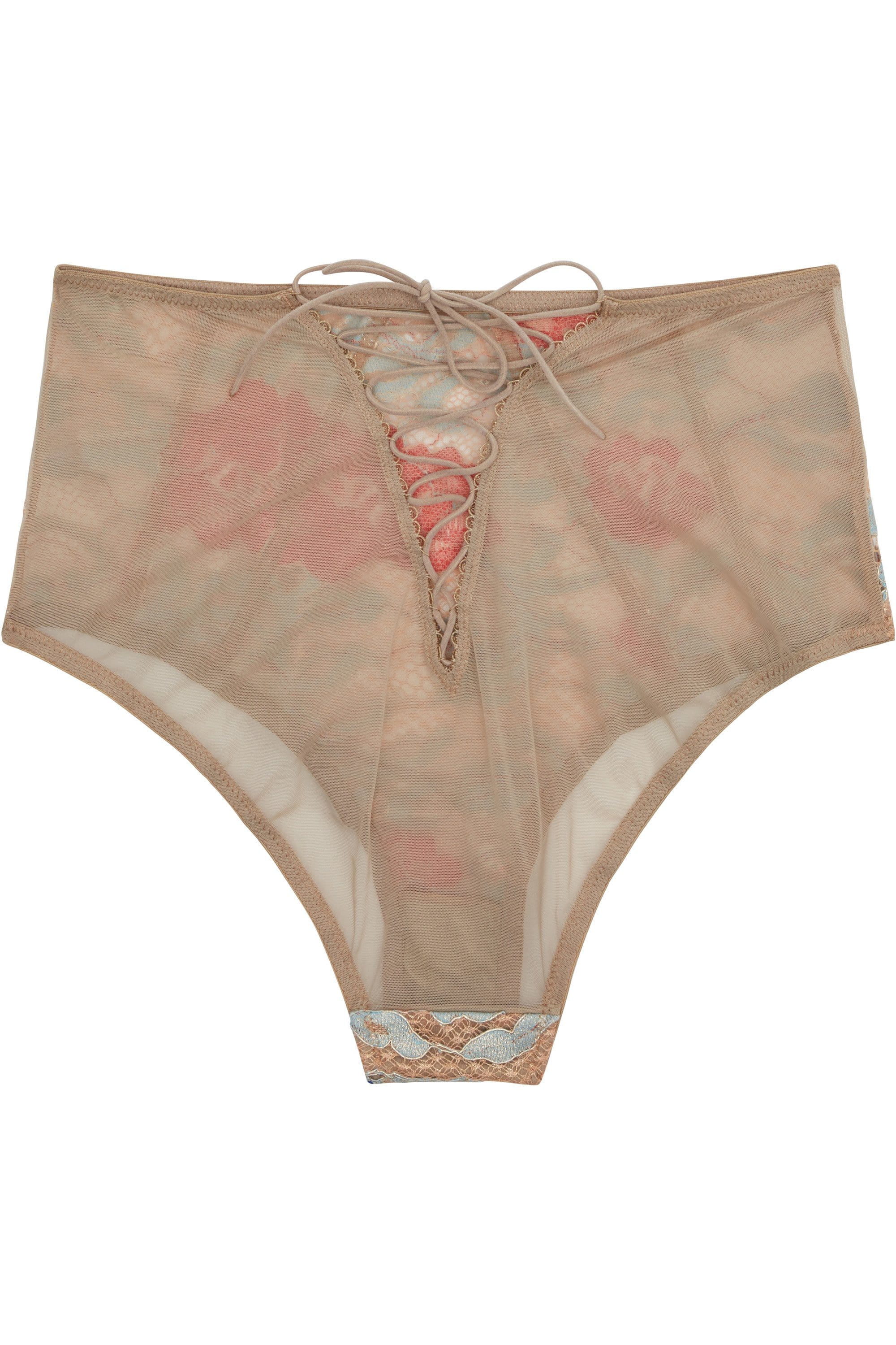 Peek & Beau Quinn Gold leatherette & lace HW brief