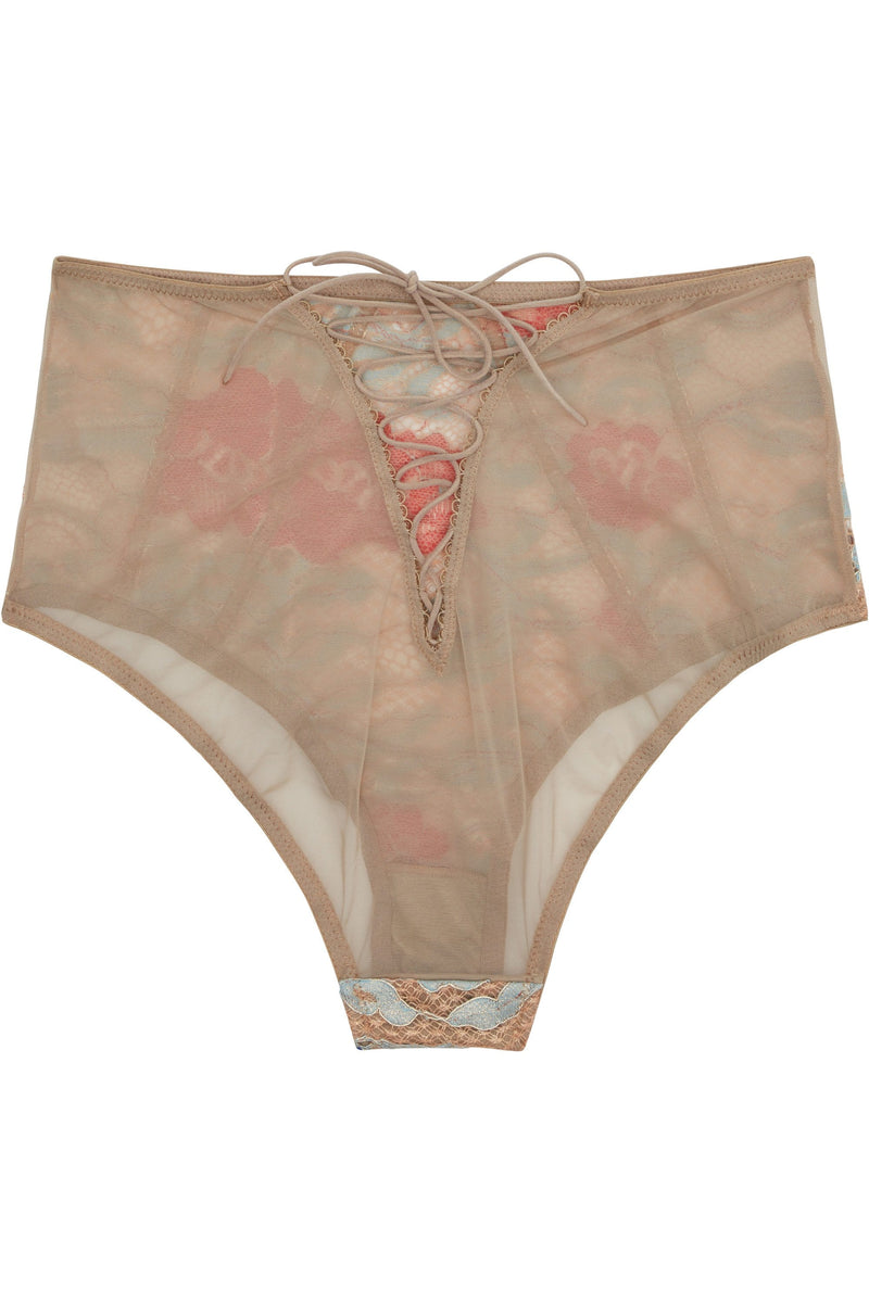 Peek & Beau Quinn Gold leatherette & lace HW brief