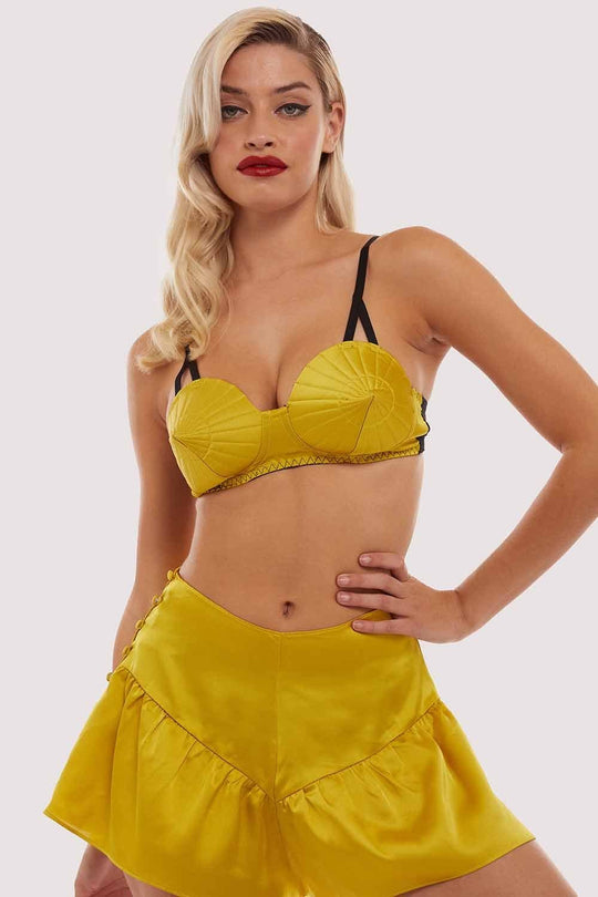 Retro Futuristic Bullet Bra Chartreuse