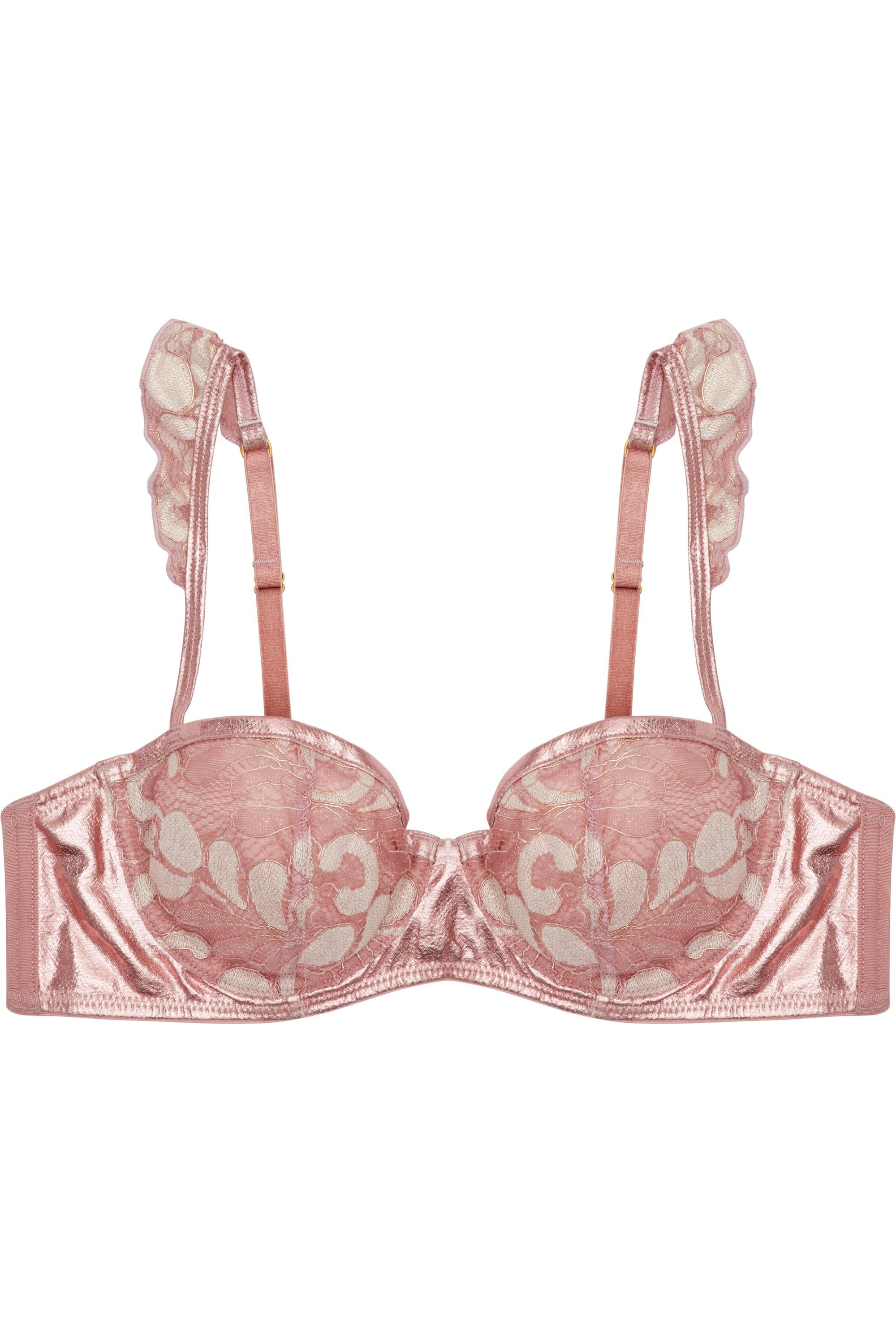 Peek & Beau Quinn Pink leatherette and lace bra A- E