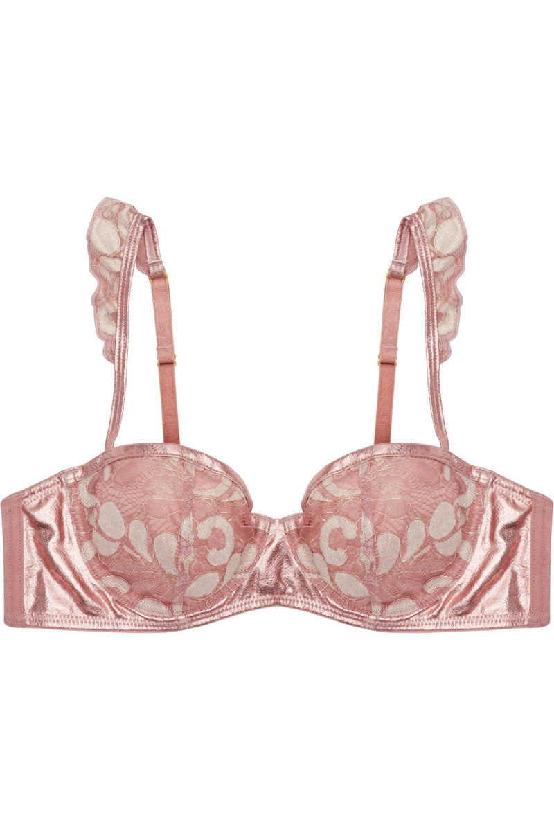 Peek & Beau Quinn Pink leatherette and lace bra A- E