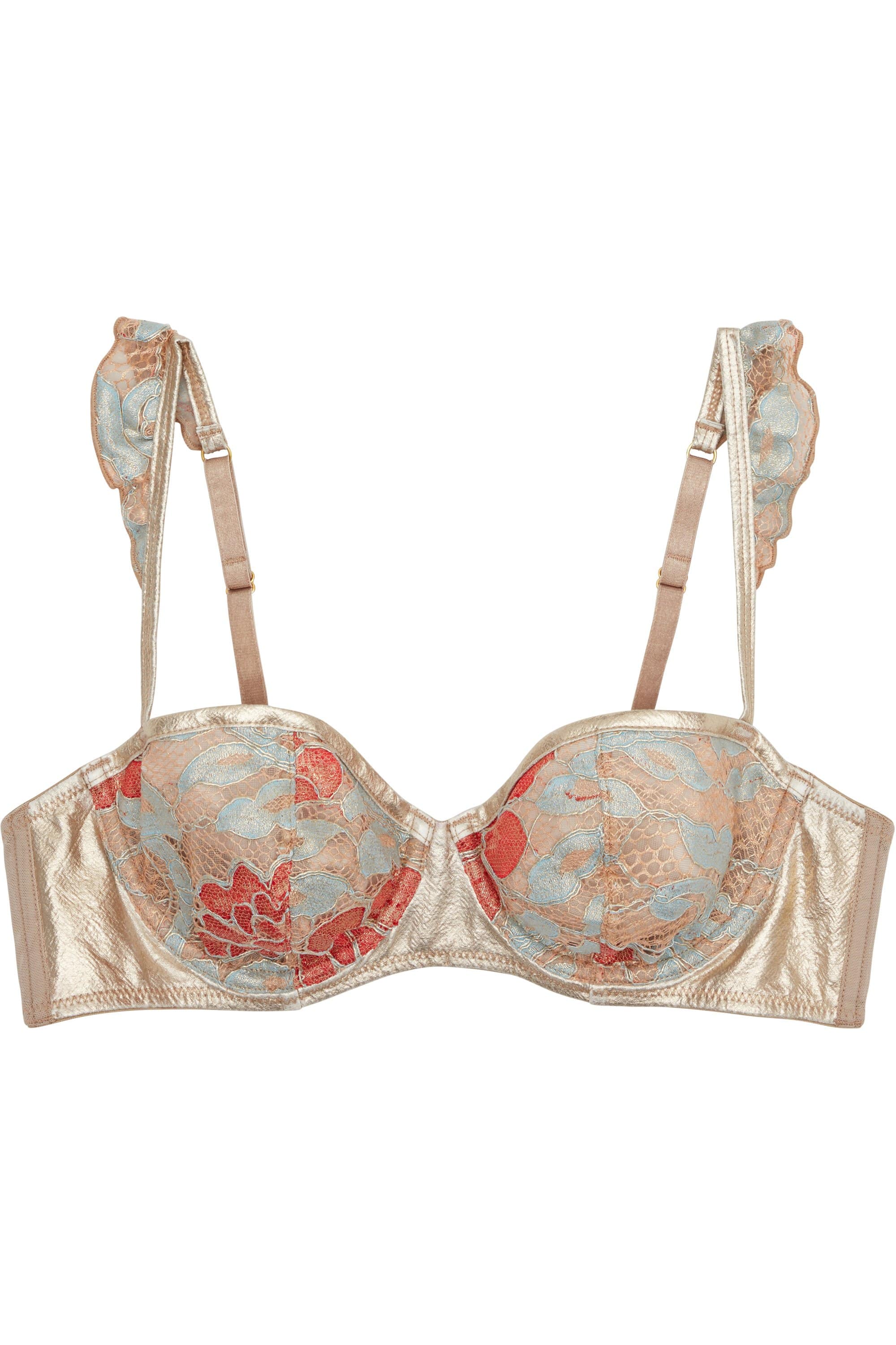 Peek & Beau Quinn Gold leatherette and lace bra A - E