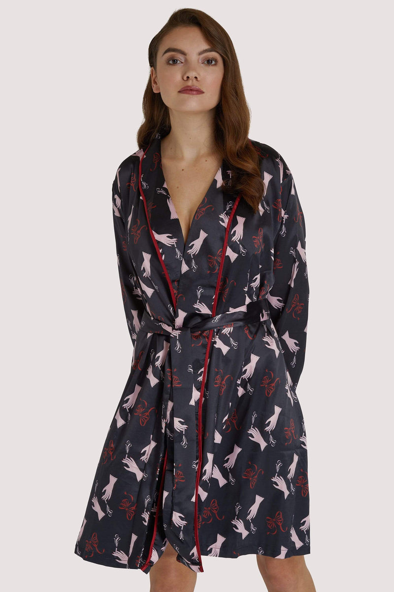 Smoking Printed Robe with Red Piping
