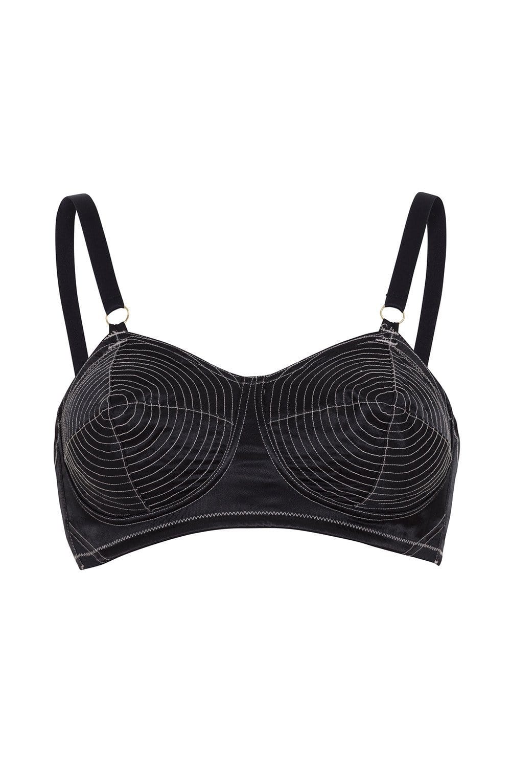 Bettie Page Black/Peach Spiral Stitch Bullet Bra A - DD