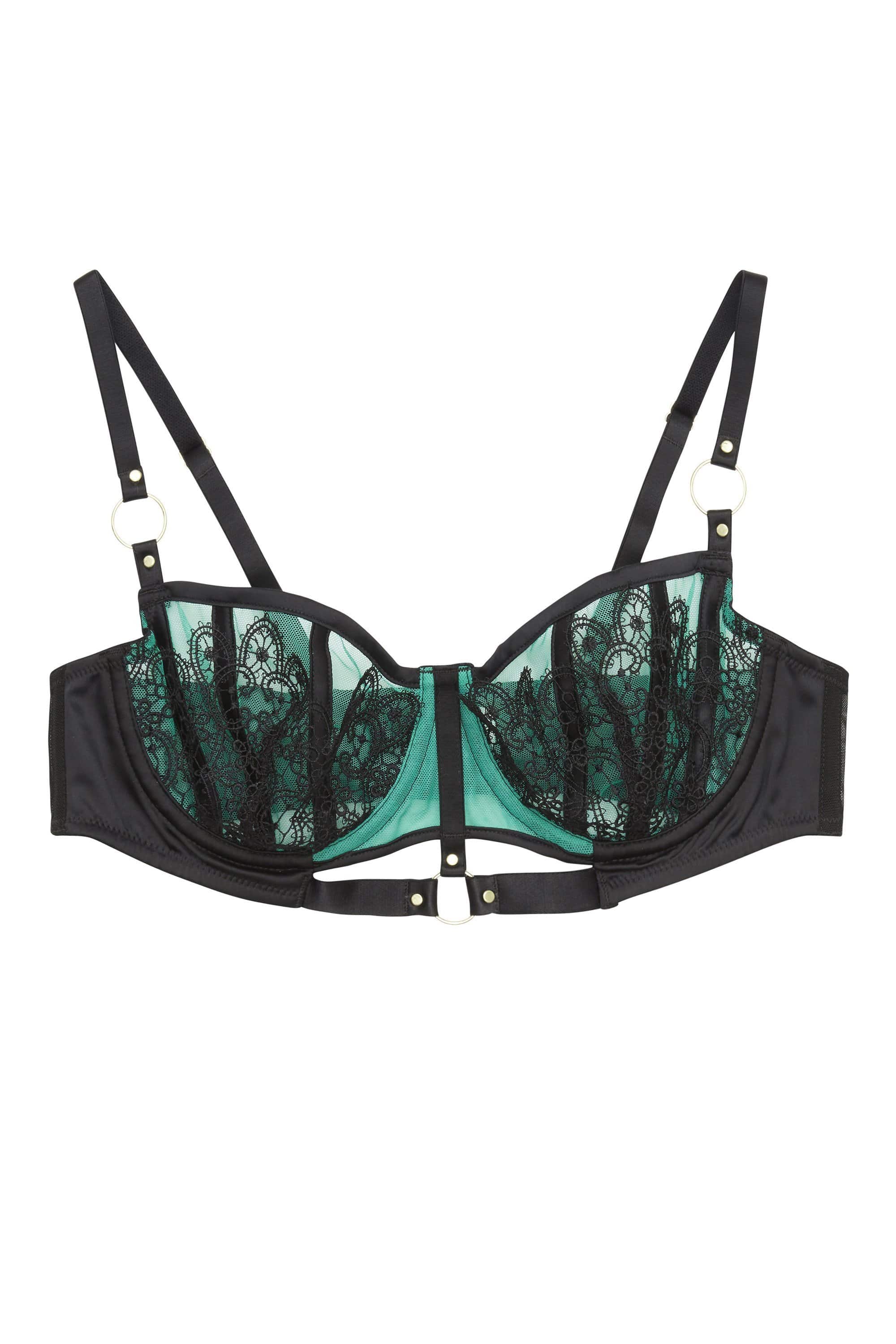 Emelda Ring Detail Satin & Lace Bra Curve