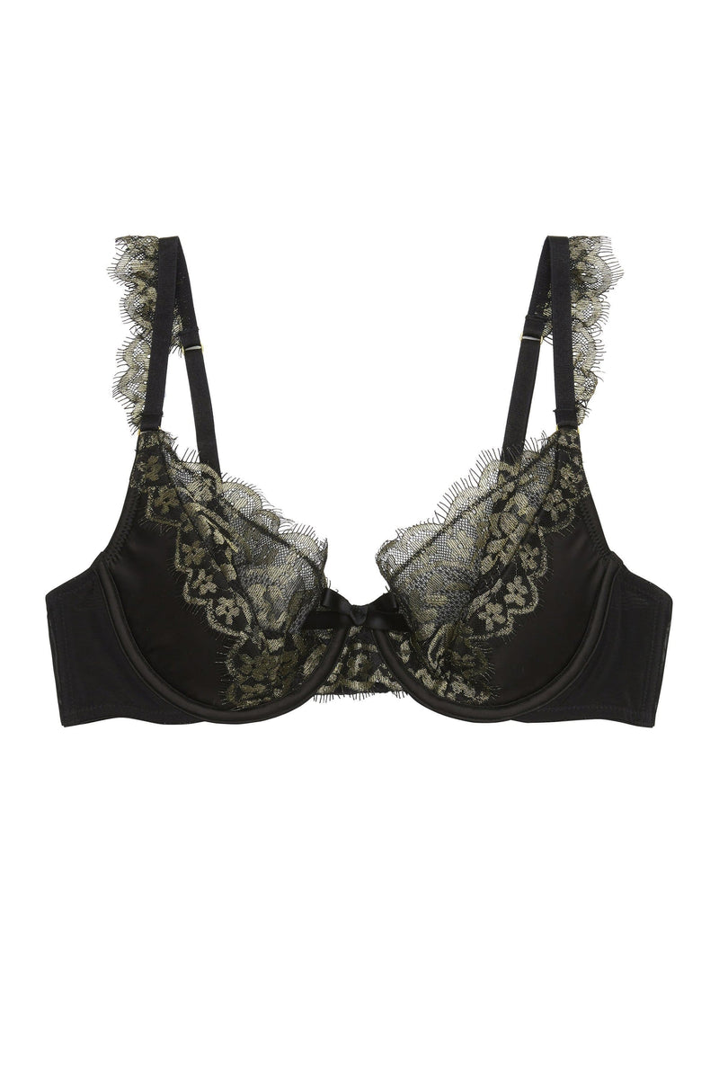 Empress Gold lace plunge bra A - E