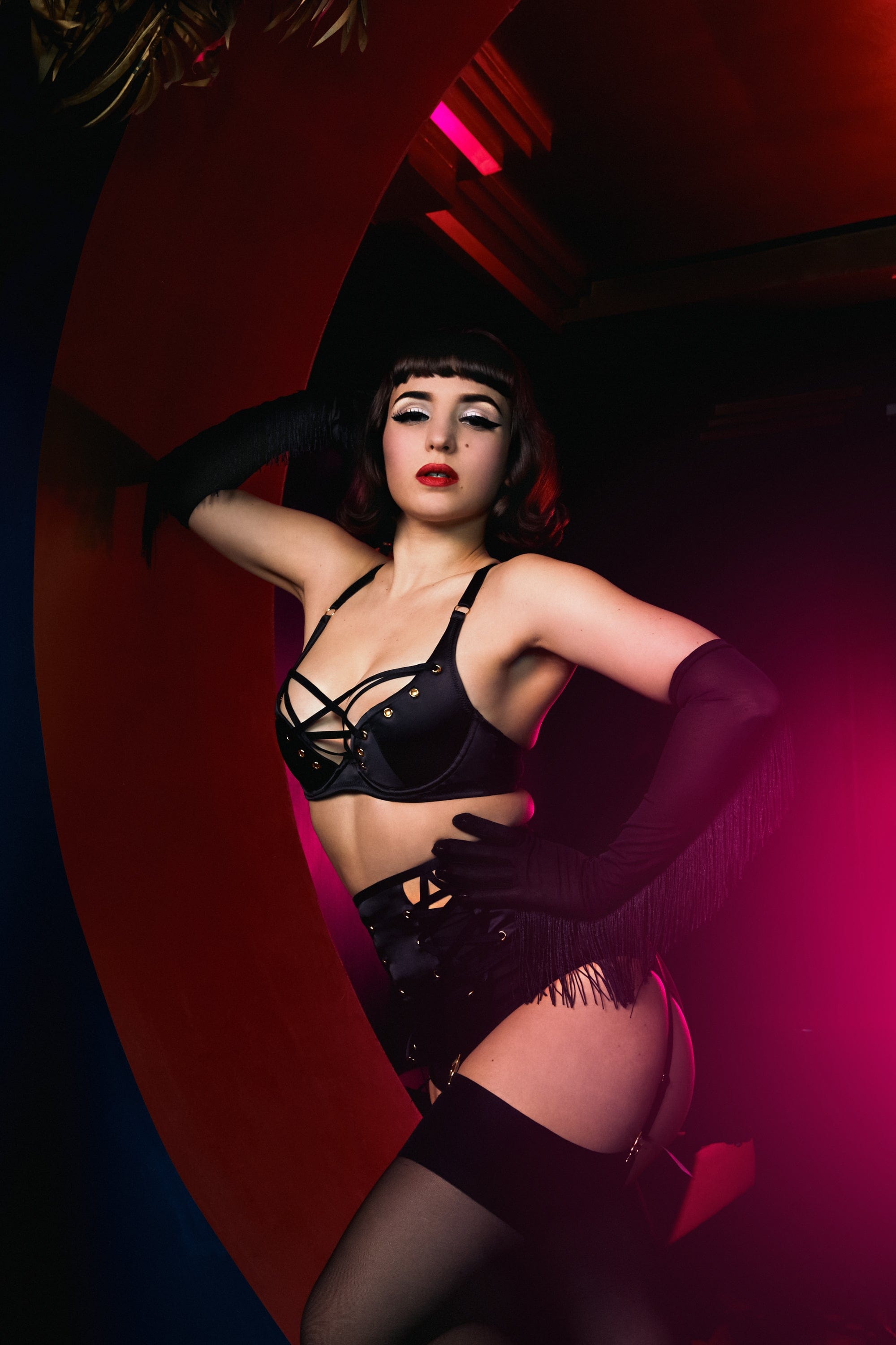 Seraphina Black Strappy Pentagram Bra