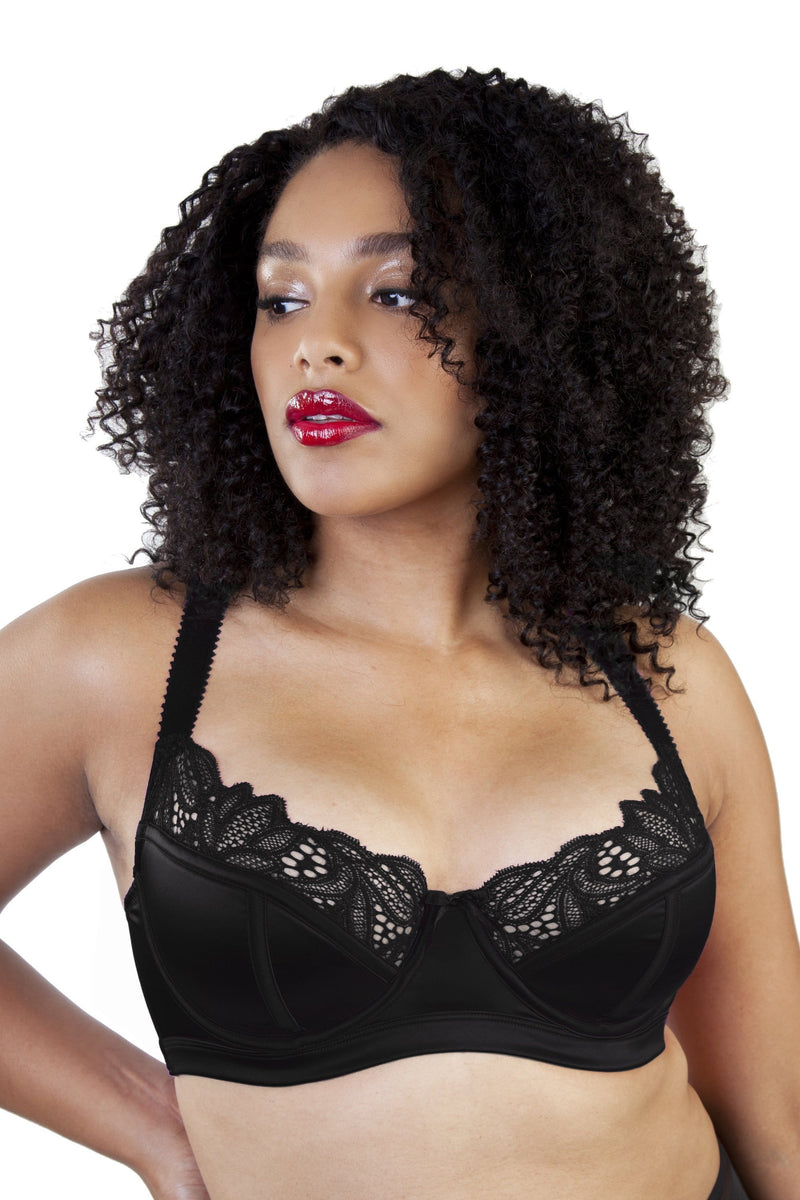 Gabi Fresh Black Carmen Lace & Satin Longline Bra