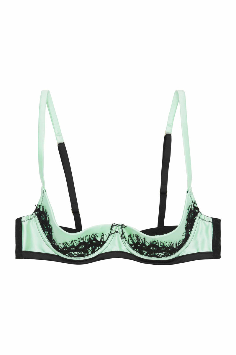 Hedy Mint Lace Quarter Cup Bra A - D