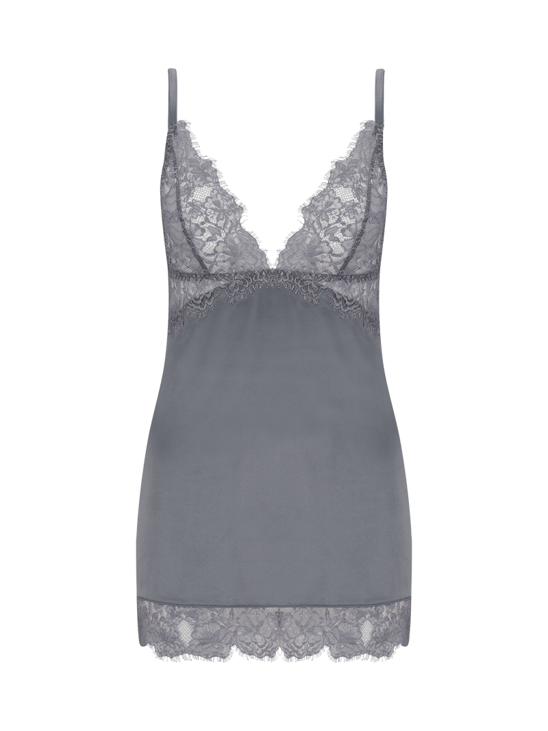 Isabella Grey Lace Slip Dress
