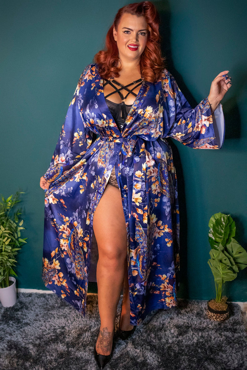 FFFB Peacock Print Satin Robe Curve
