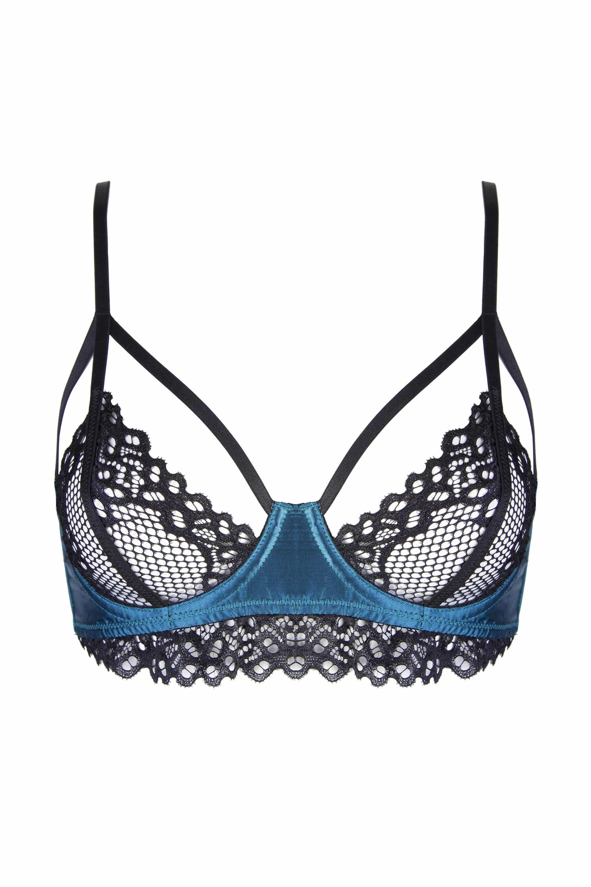 Peek & Beau Kay Teal and Black Lace Bra A - DD