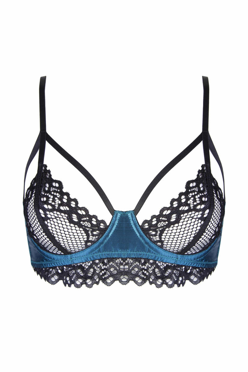 Peek & Beau Kay Teal and Black Lace Bra A - DD