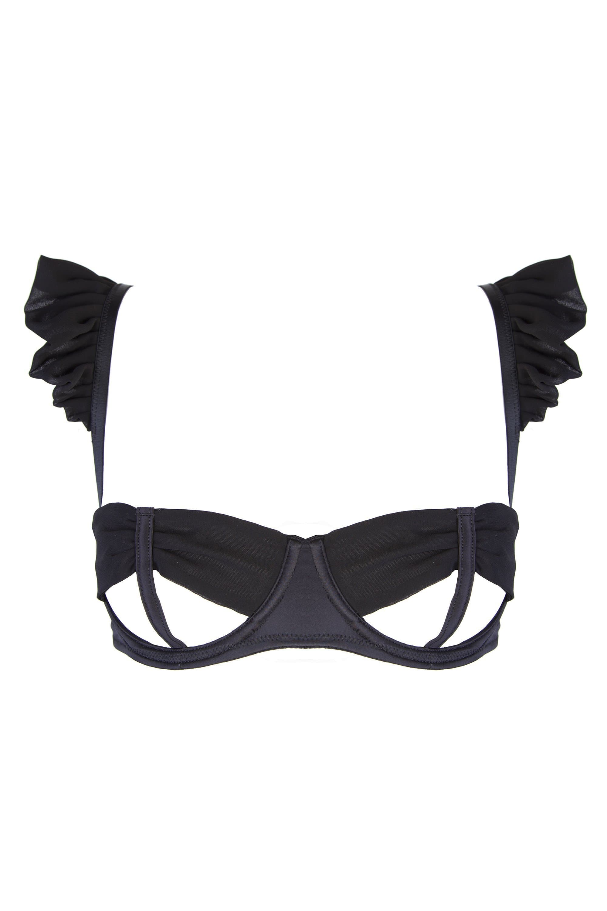 Lana Black Satin Bow Open Bra A-D cups