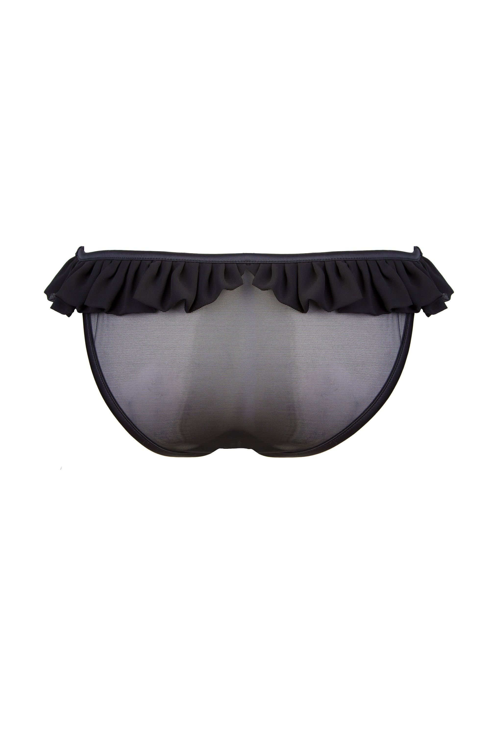 Lana Black Chiffon Frill Ouvert Brief