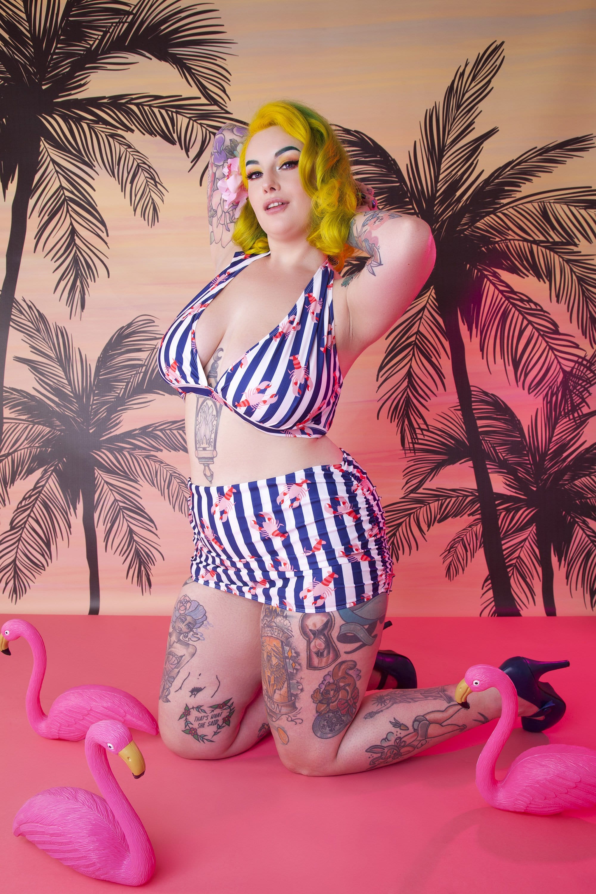 Lobster Ruched triangle bikini top