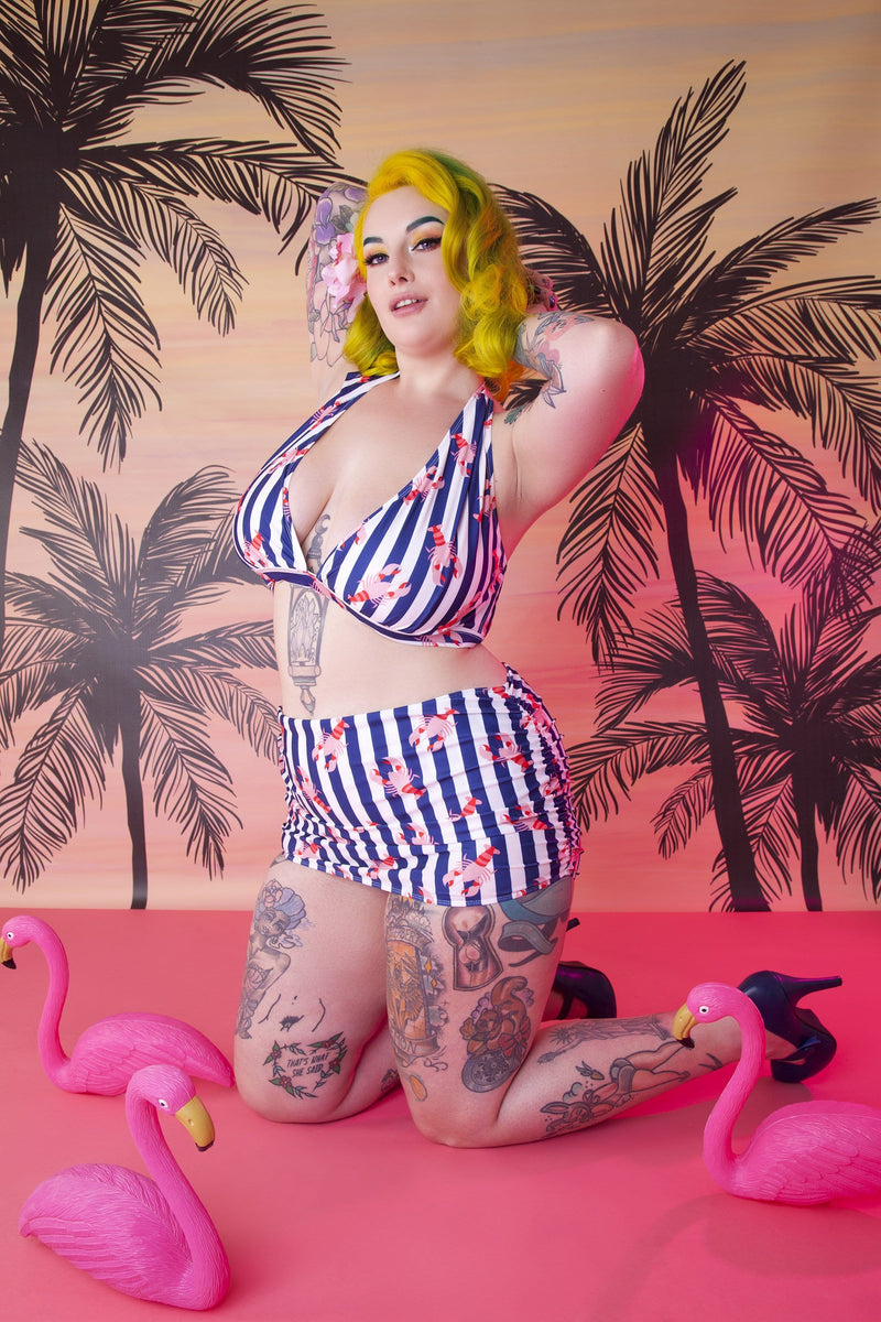 Lobster Ruched triangle bikini top