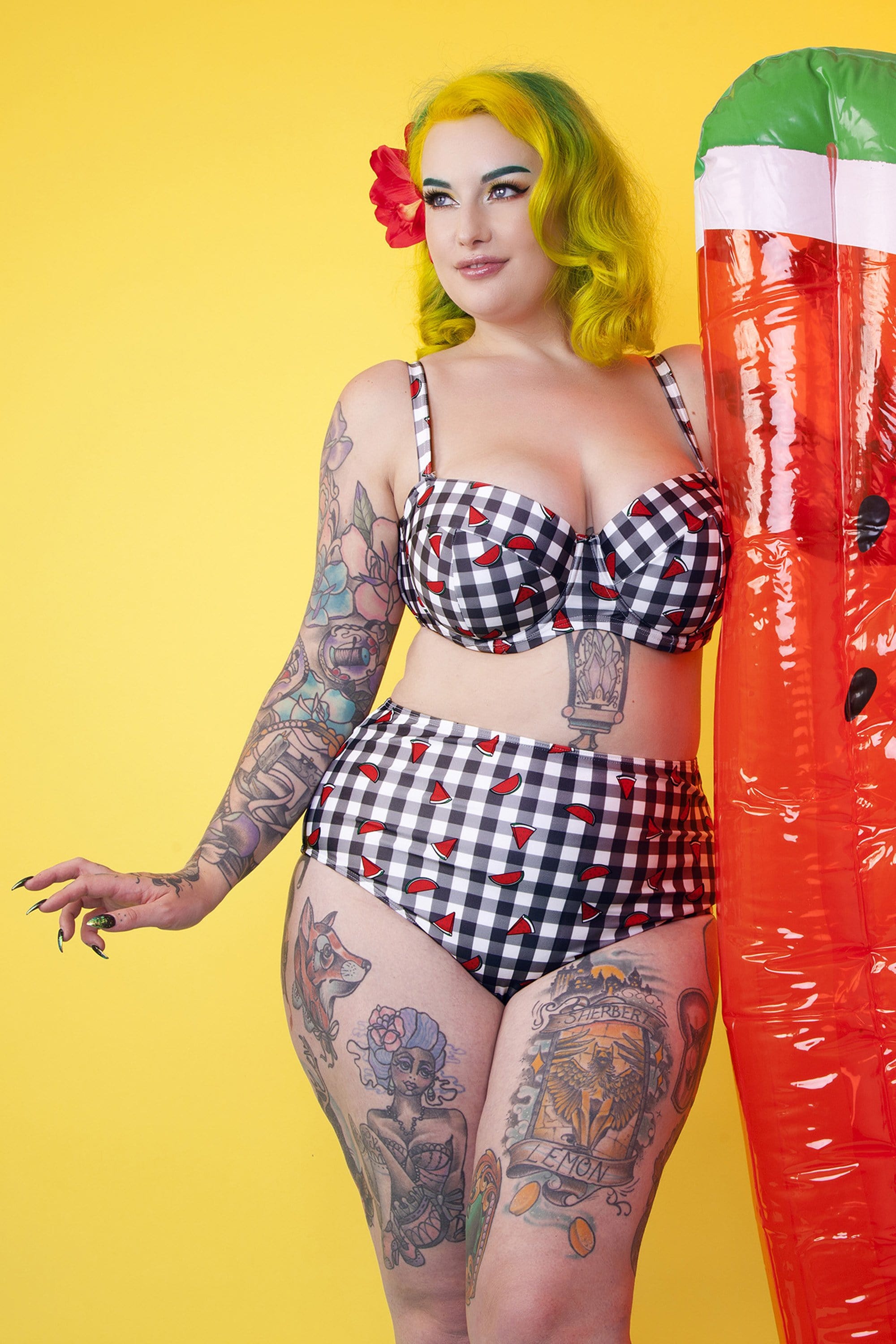 Collectif Melon Gingham Balcony top