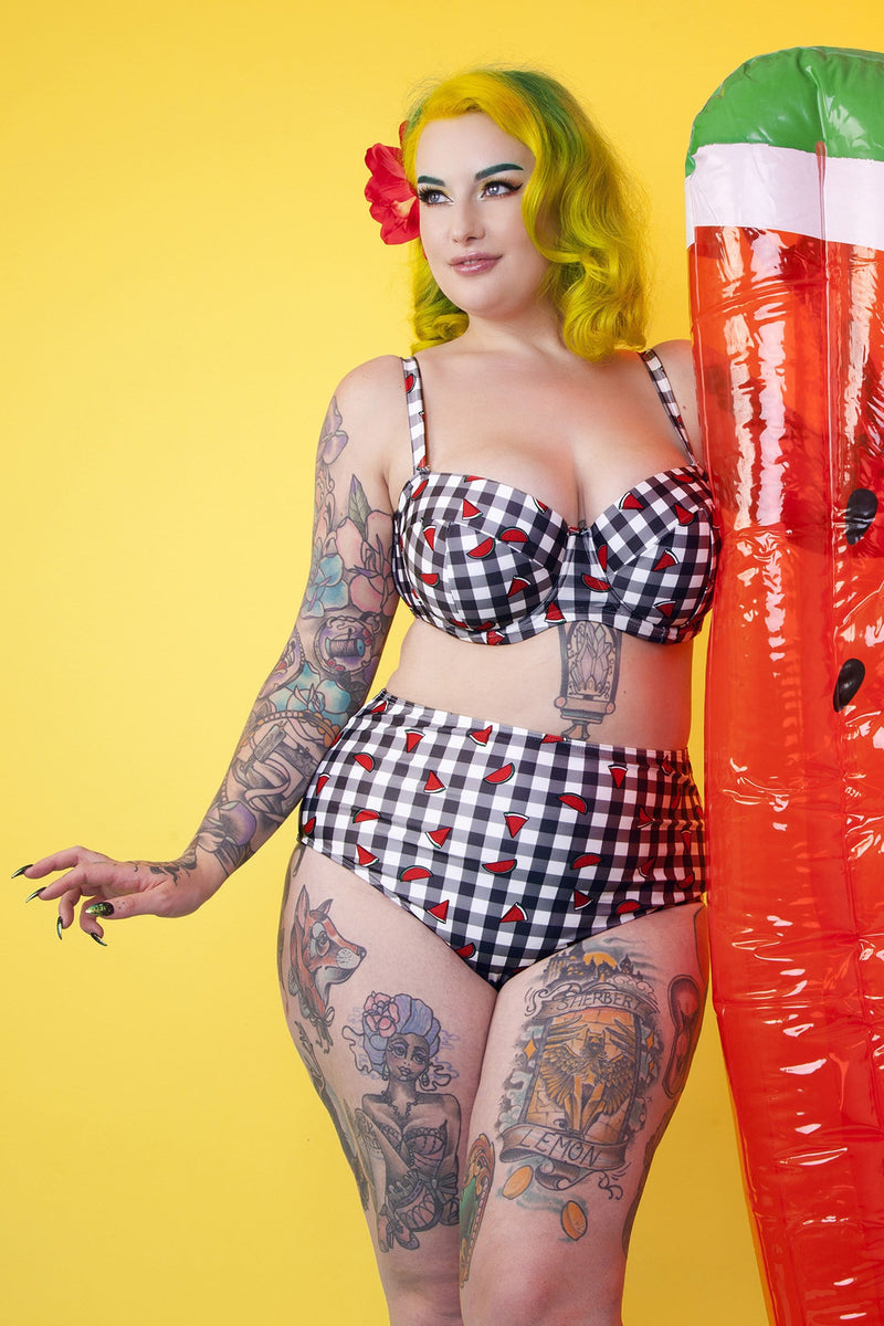 Collectif Melon Gingham High waist brief