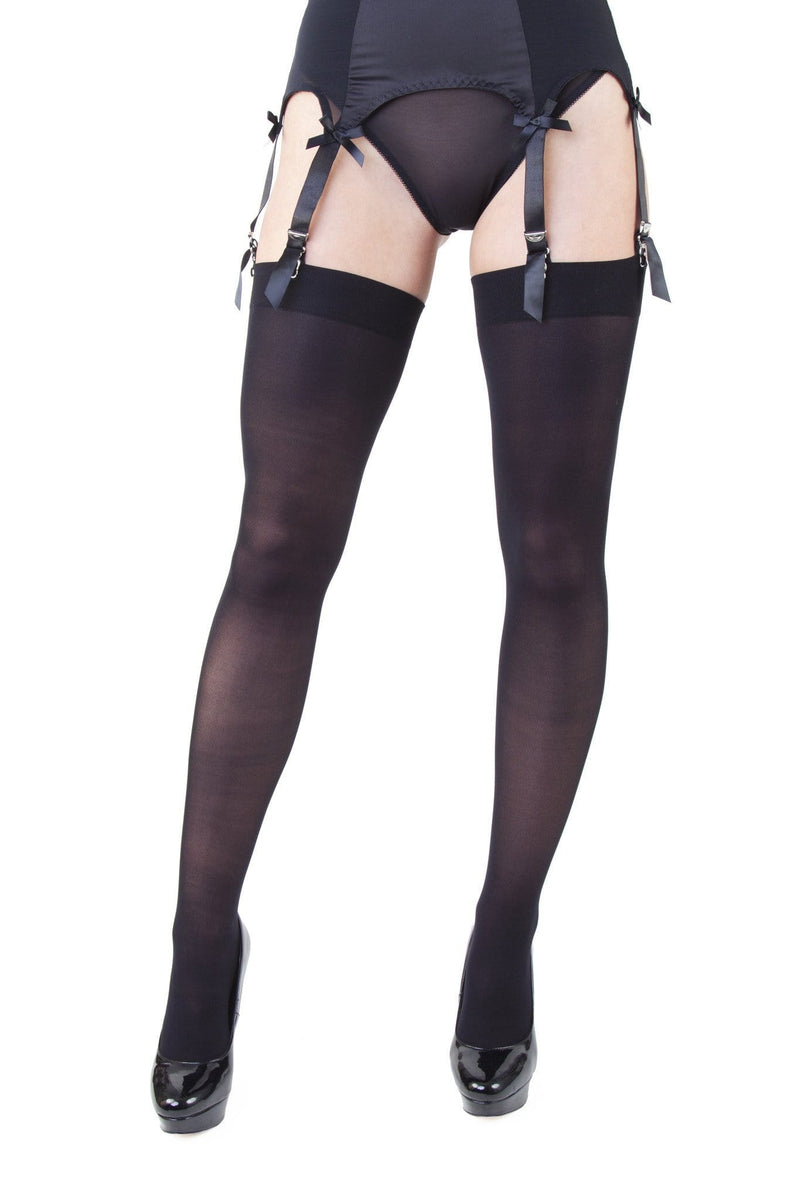 Playful Promises Opaque Seamed Stockings - Red & Black