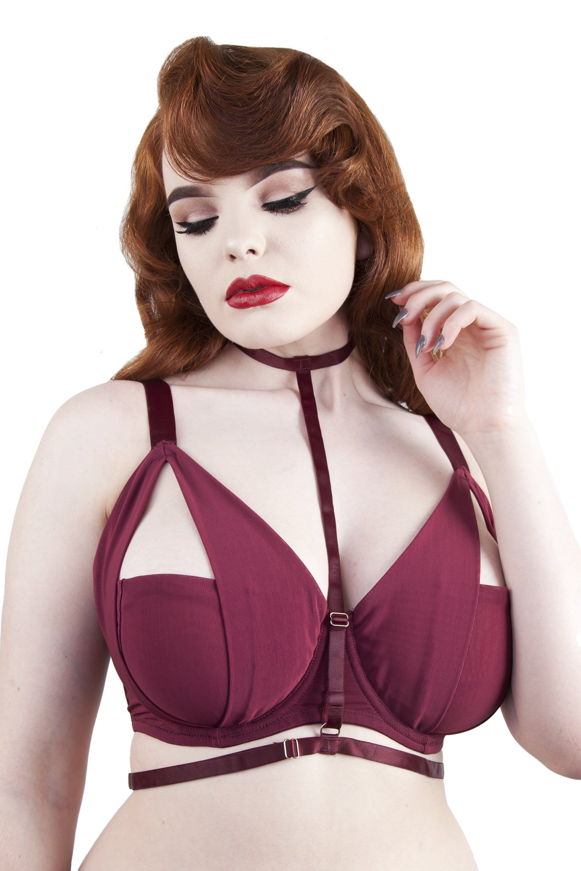 Juliet Wine Harness Bra DD-G