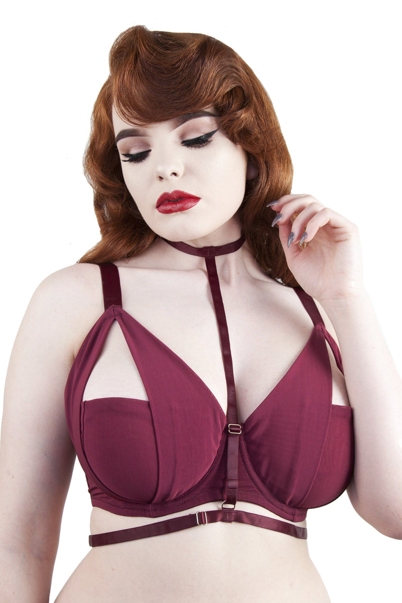 Juliet Wine Harness Bra DD-G
