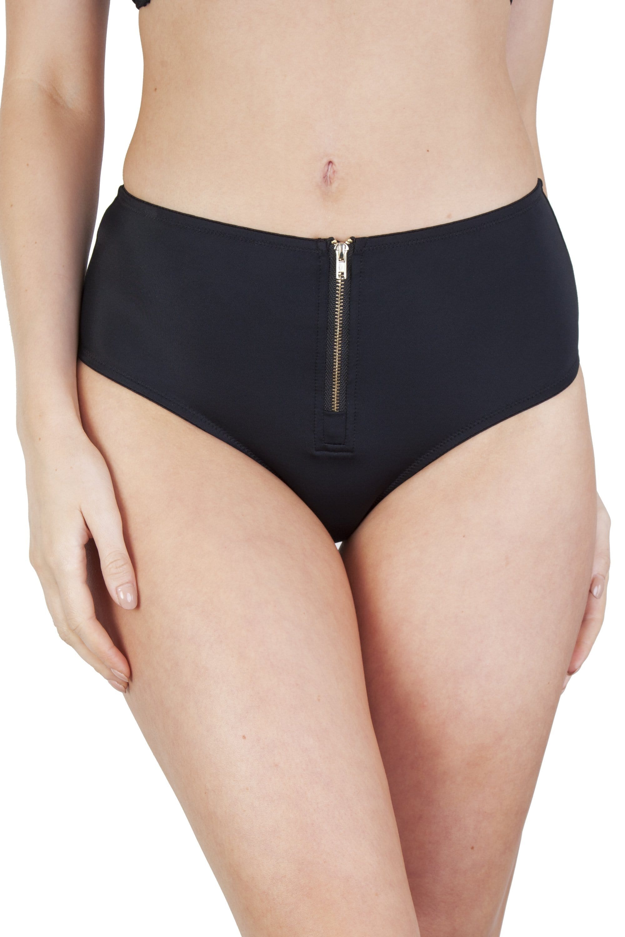 Peek & Beau Méret Black Zip Front High Waist Brief