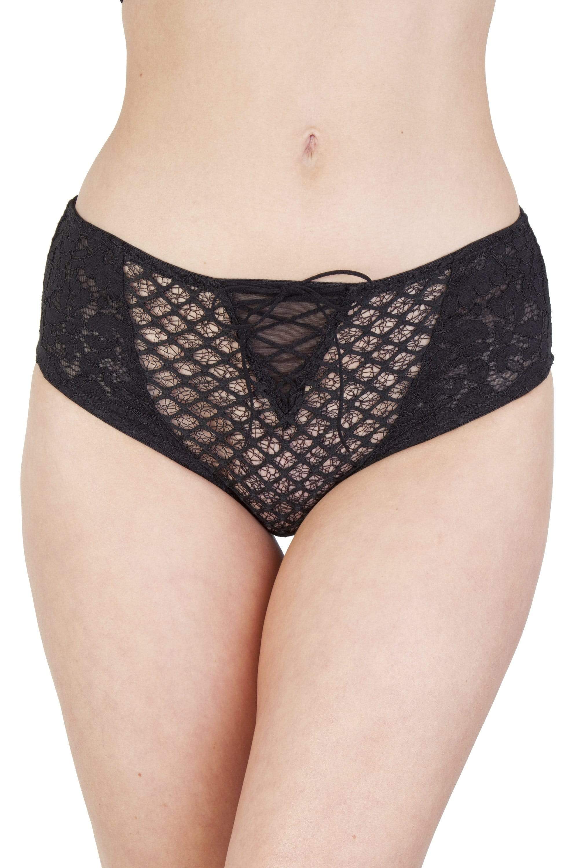 Toyen Black Mesh & Lace HW Corset Brief