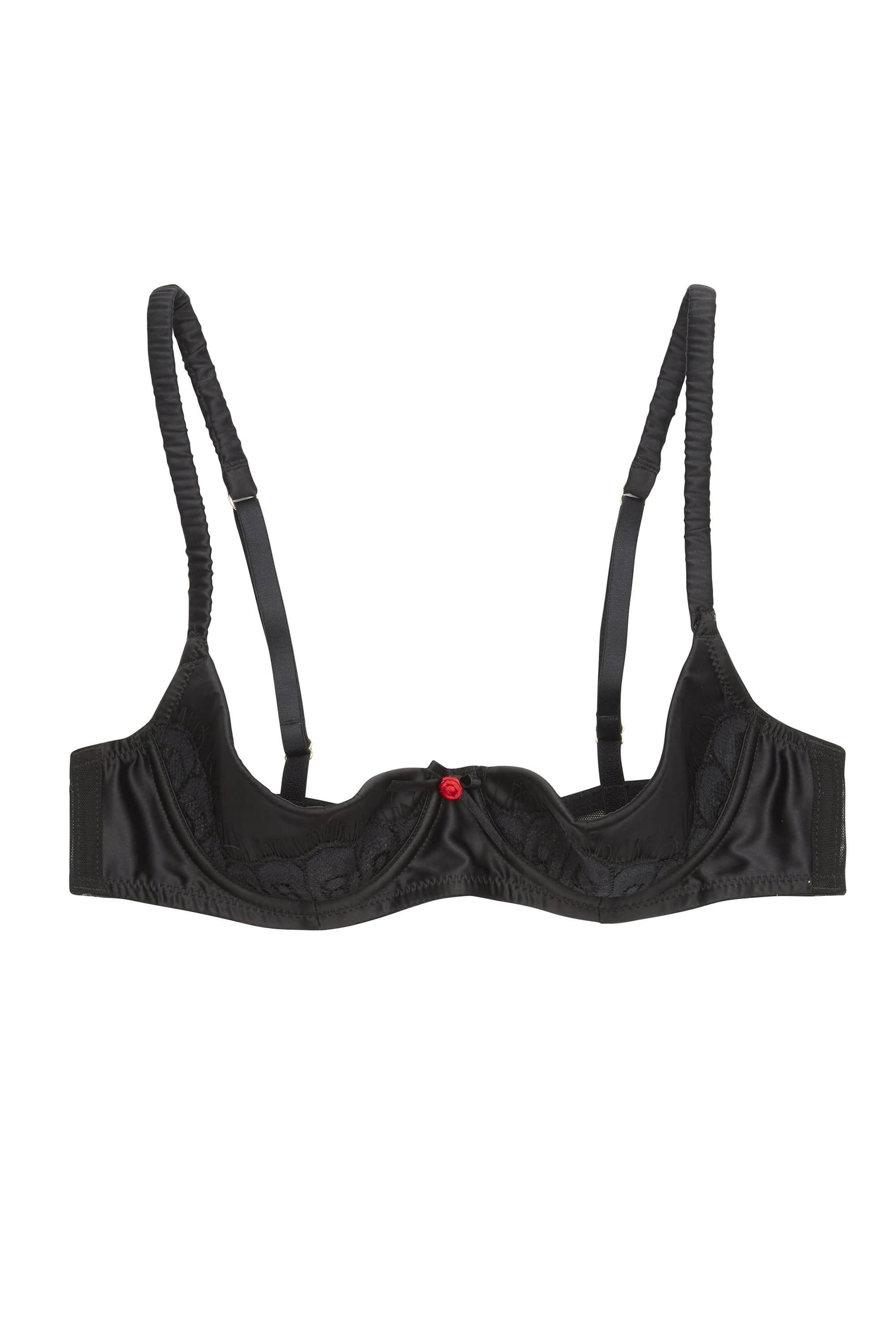 Marlene Black 1/4 Cup bra with Lace DD - G Cups