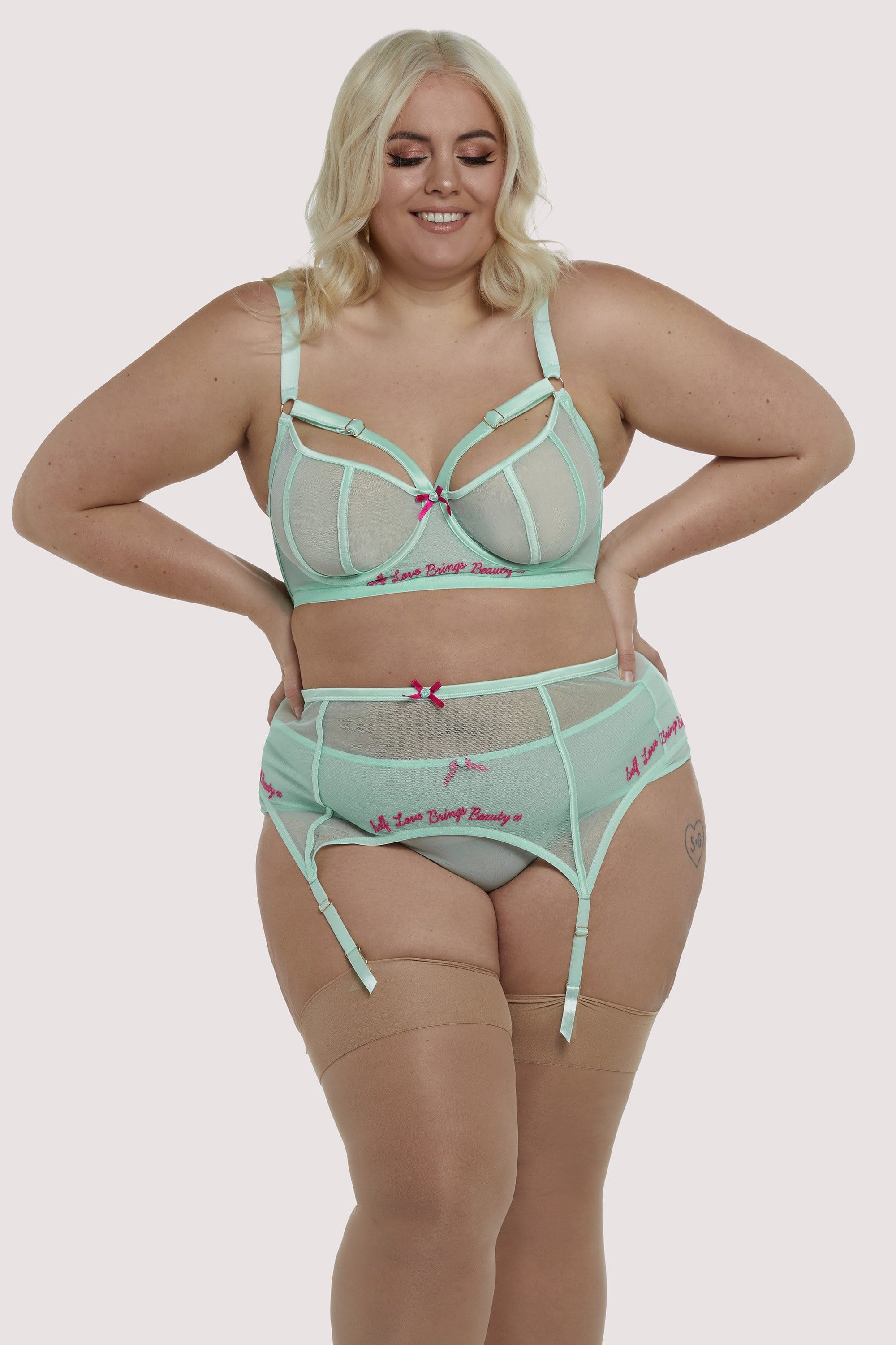 Self Love Mint Curve Suspender Belt