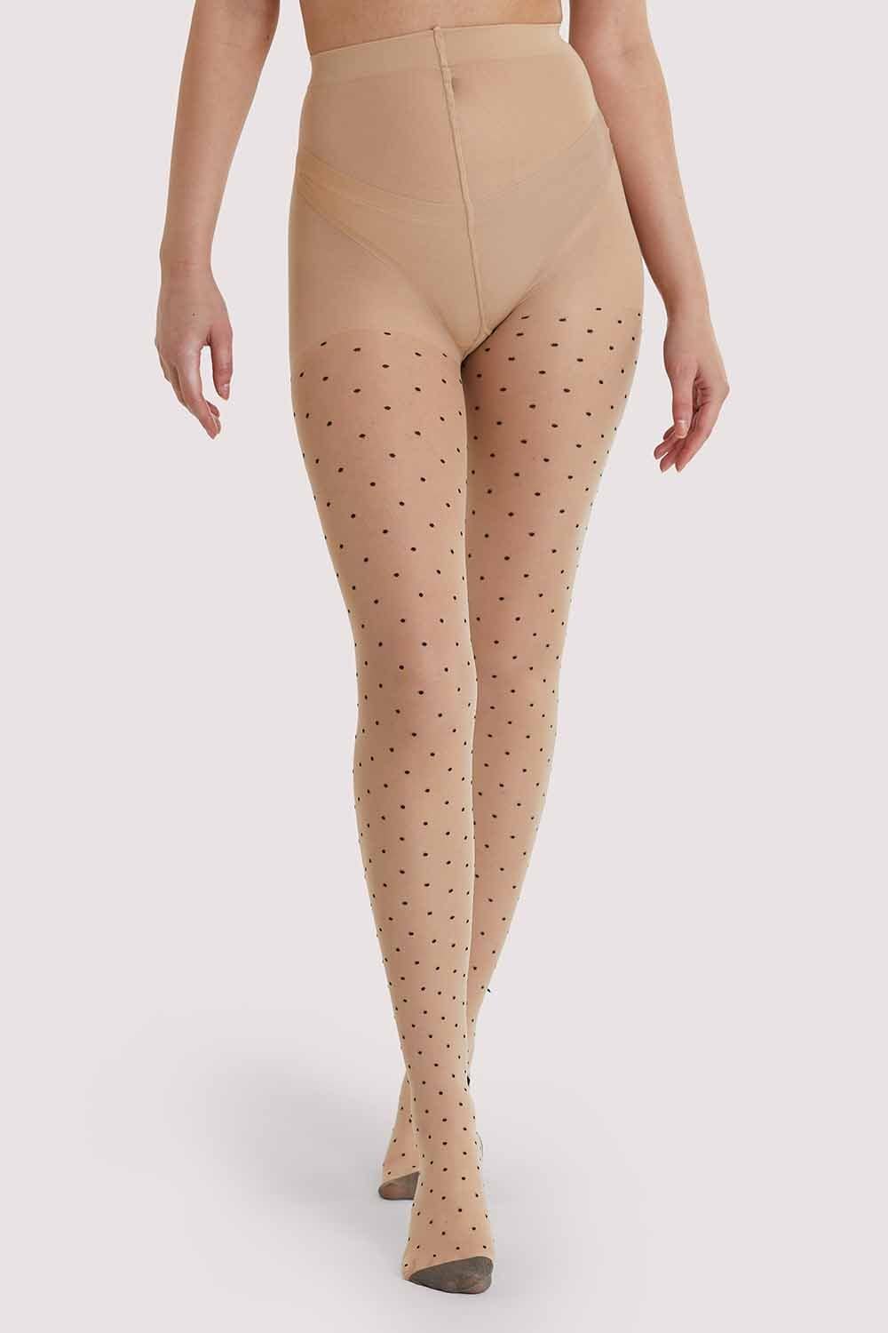 Dotty Seamed Tights With Bow Light Nude/Black AUS 8 - 22