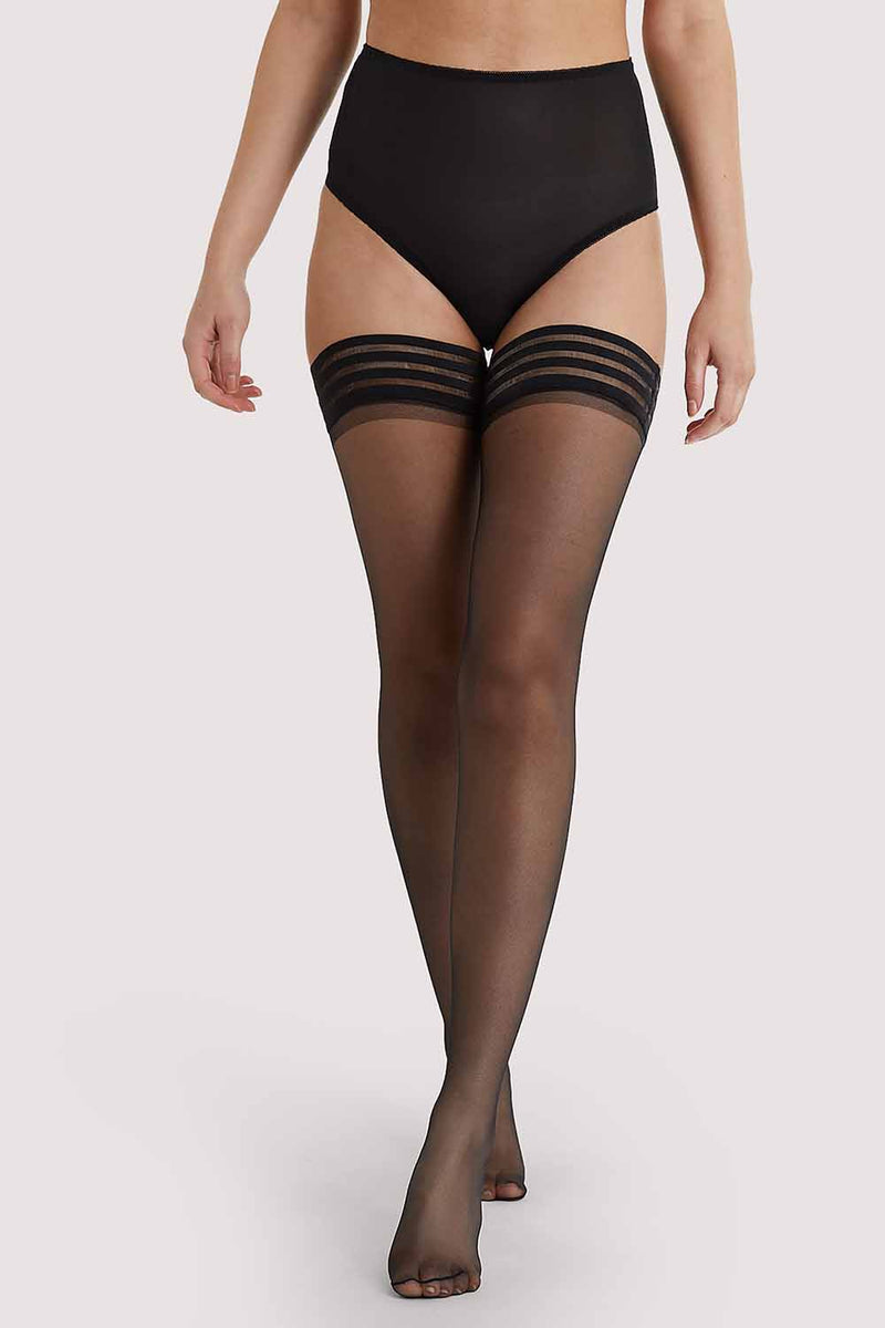 Sheer Hoop Hold Ups Black AUS 8 - 22