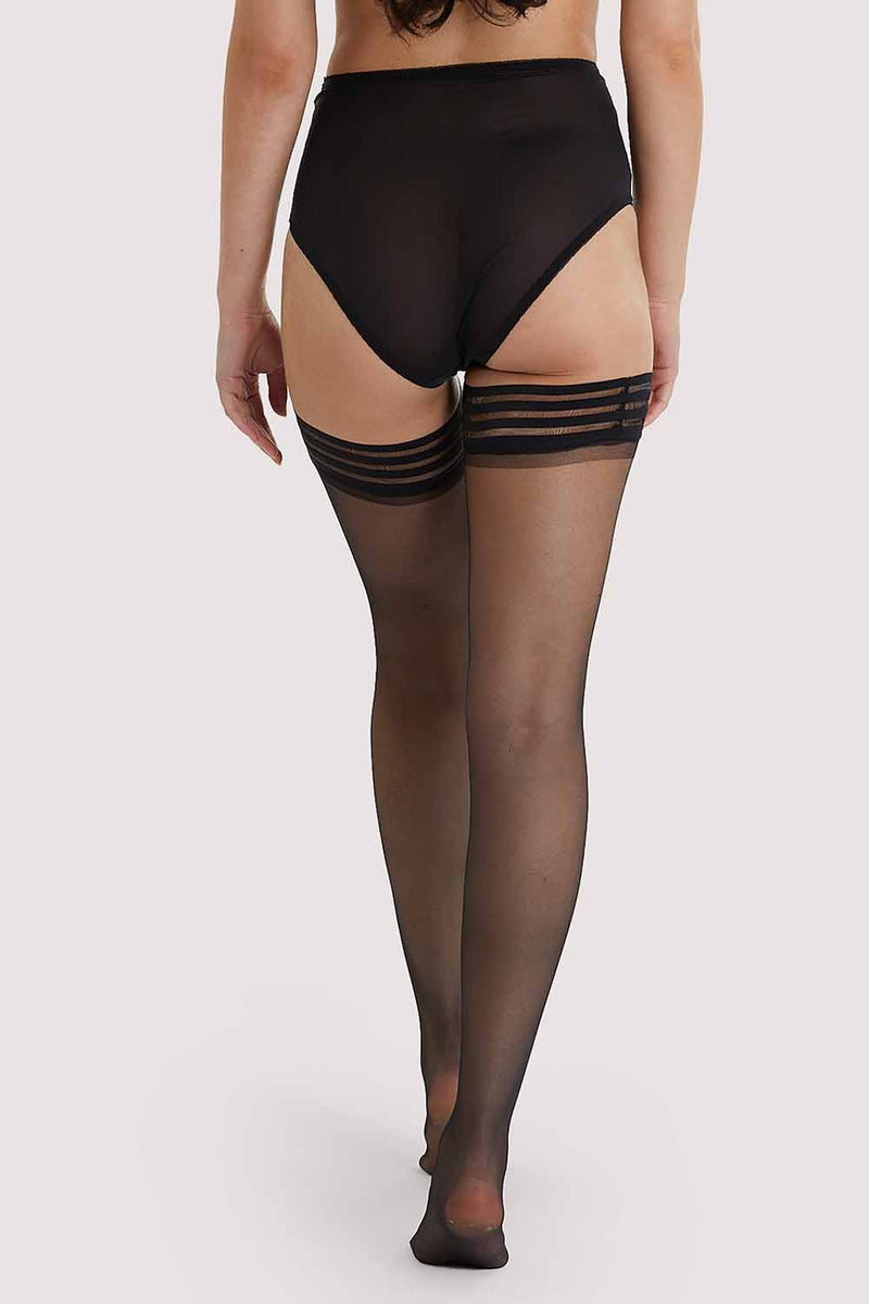 Sheer Hoop Hold Ups Black AUS 8 - 22