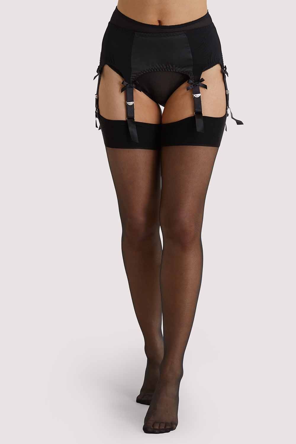 Bow Back Seamed Stockings Black AUS 8 - 22