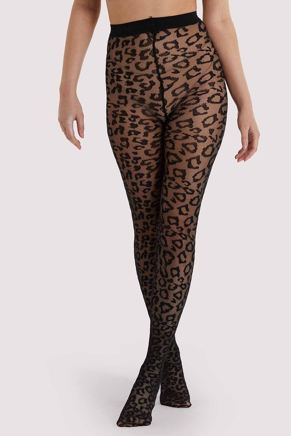 Bettie Page Leopard Knit Tights - Black AUS 8 - 22